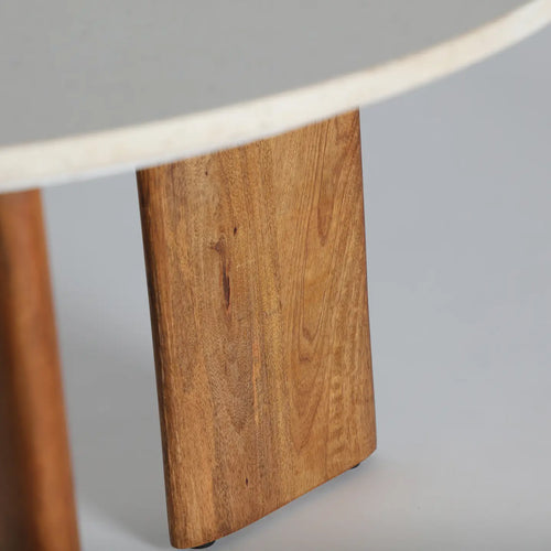 Table Basse Ronde Bois de Manguier et Plateau Clair Ø80 cm - Sona