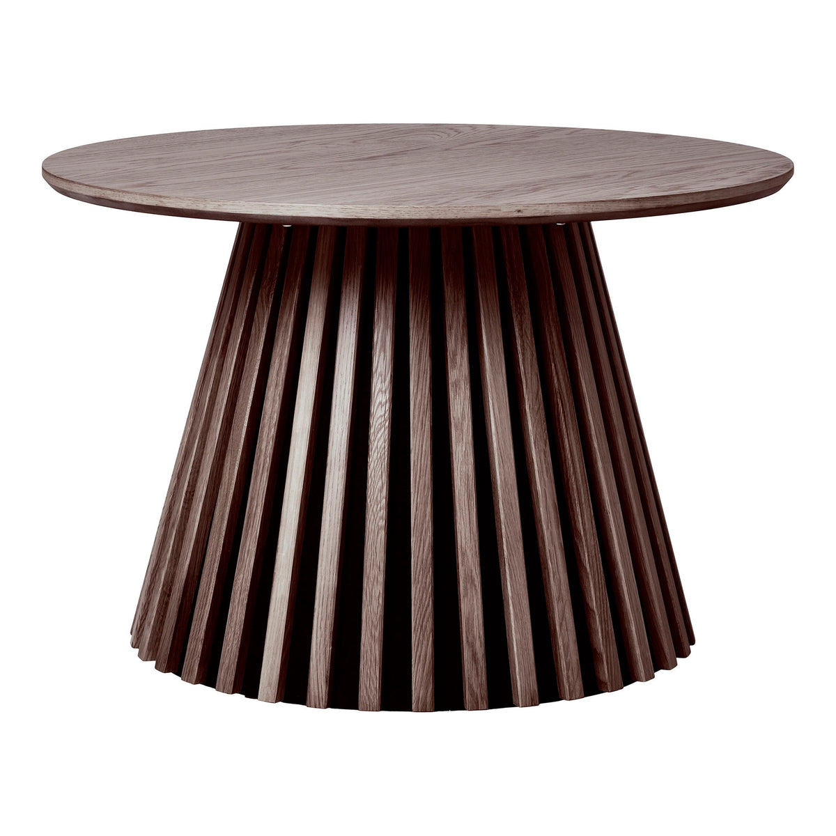 Table Basse Ronde Placage Chêne Fumé Cannelé Ø70 cm - Osaka