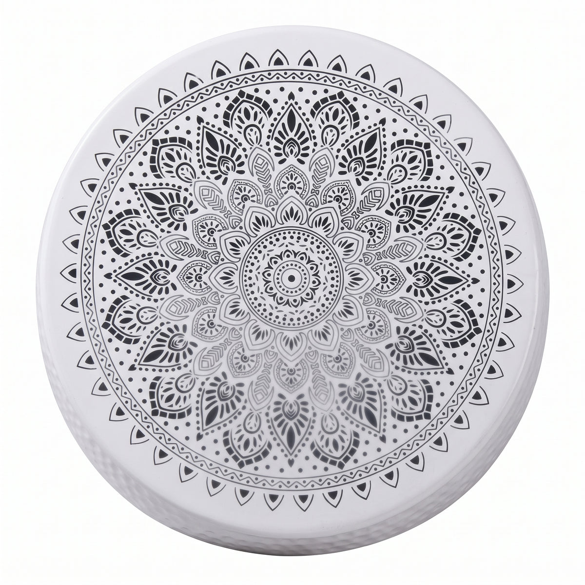 Table basse ronde Santorin – Aluminium martelé blanc Ø 55 cm