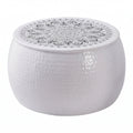 Table basse ronde Santorin – Aluminium martelé blanc Ø 55 cm