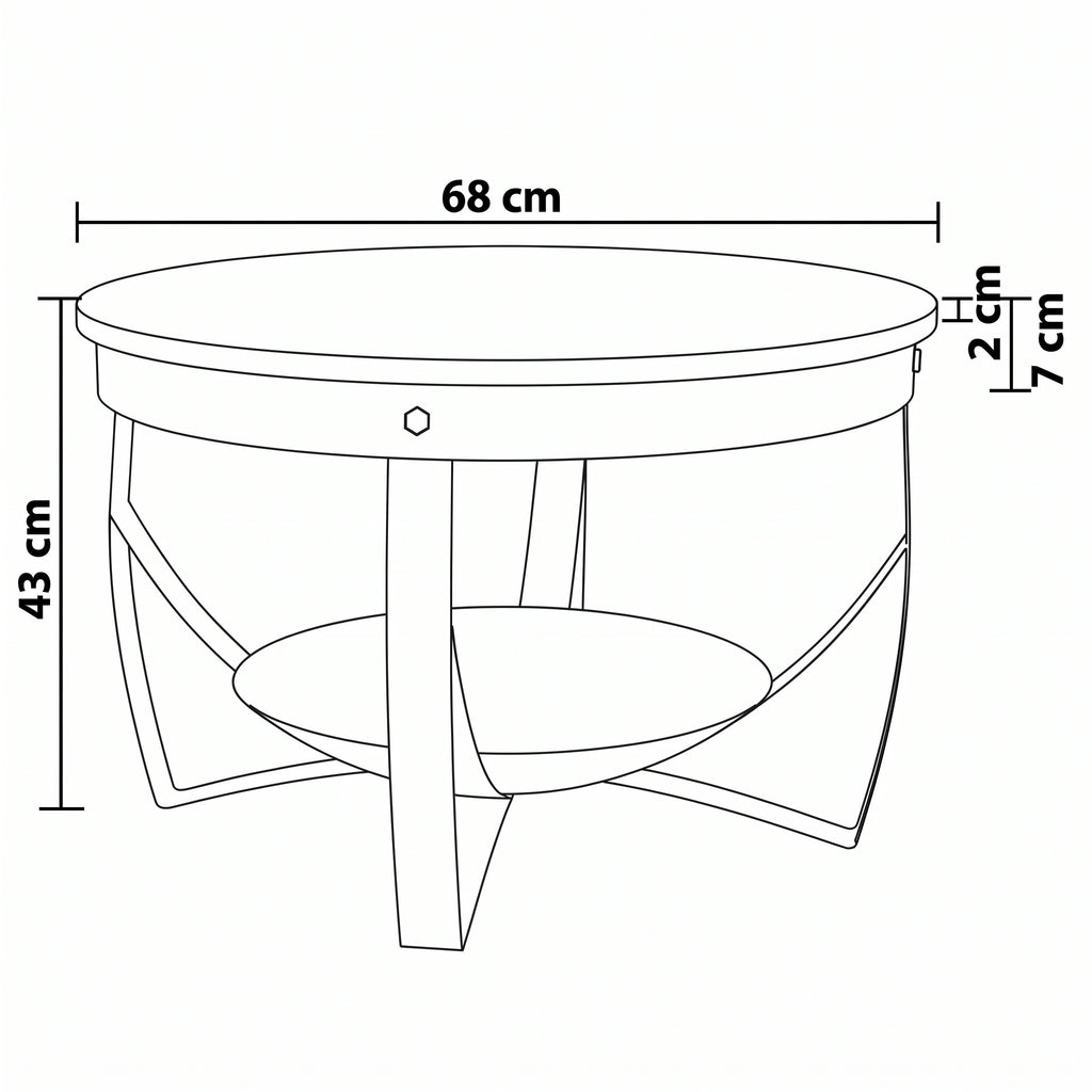 Table basse ronde Lombok – Manguier brut et métal noir Ø 68 cm