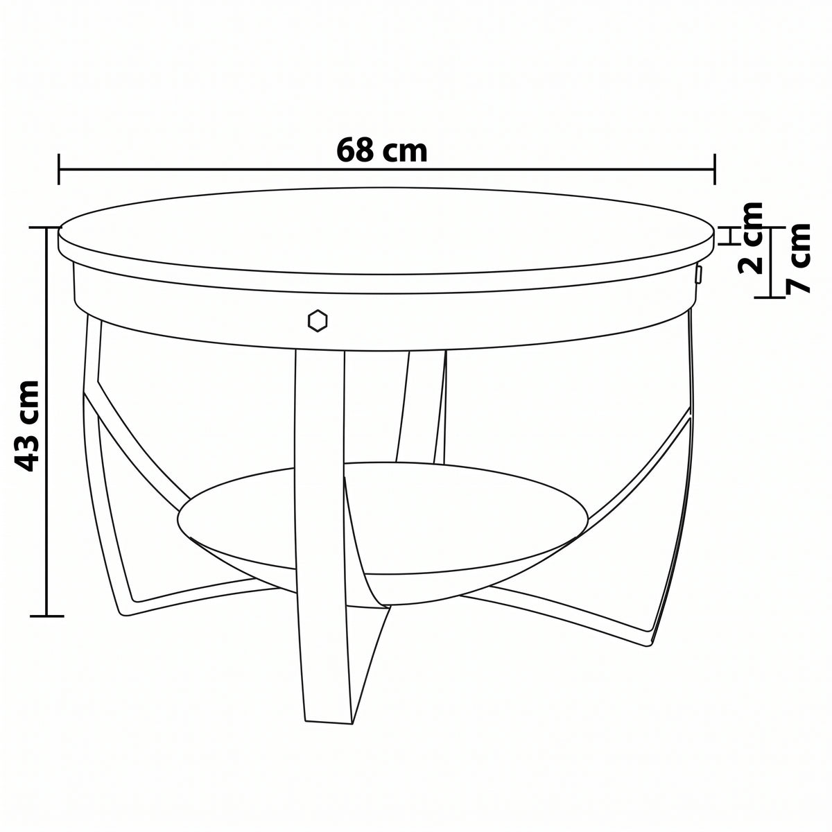 Table basse ronde Lombok – Manguier brut et métal noir Ø 68 cm