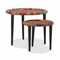 Lot de 2 tables basses rondes Goa – Détails tissés chindi multicolores