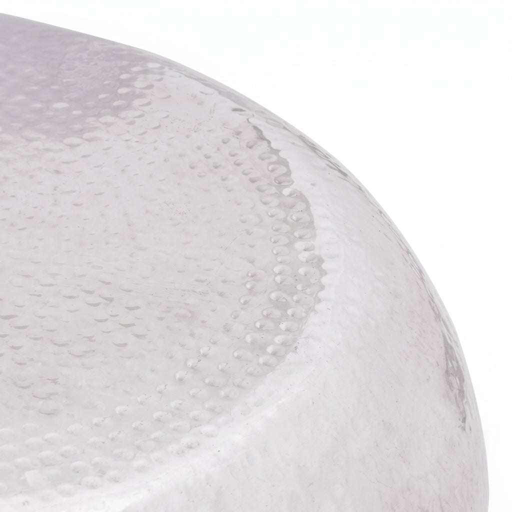 Table basse ronde Stockholm – Aluminium martelé argenté Ø 75 cm
