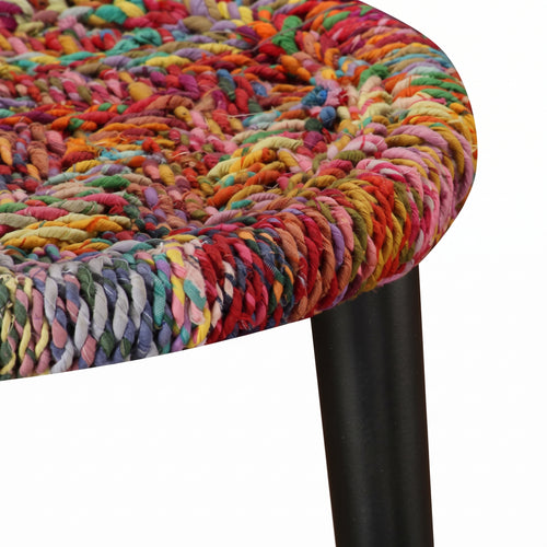 Lot de 2 tables basses rondes Goa – Détails tissés chindi multicolores