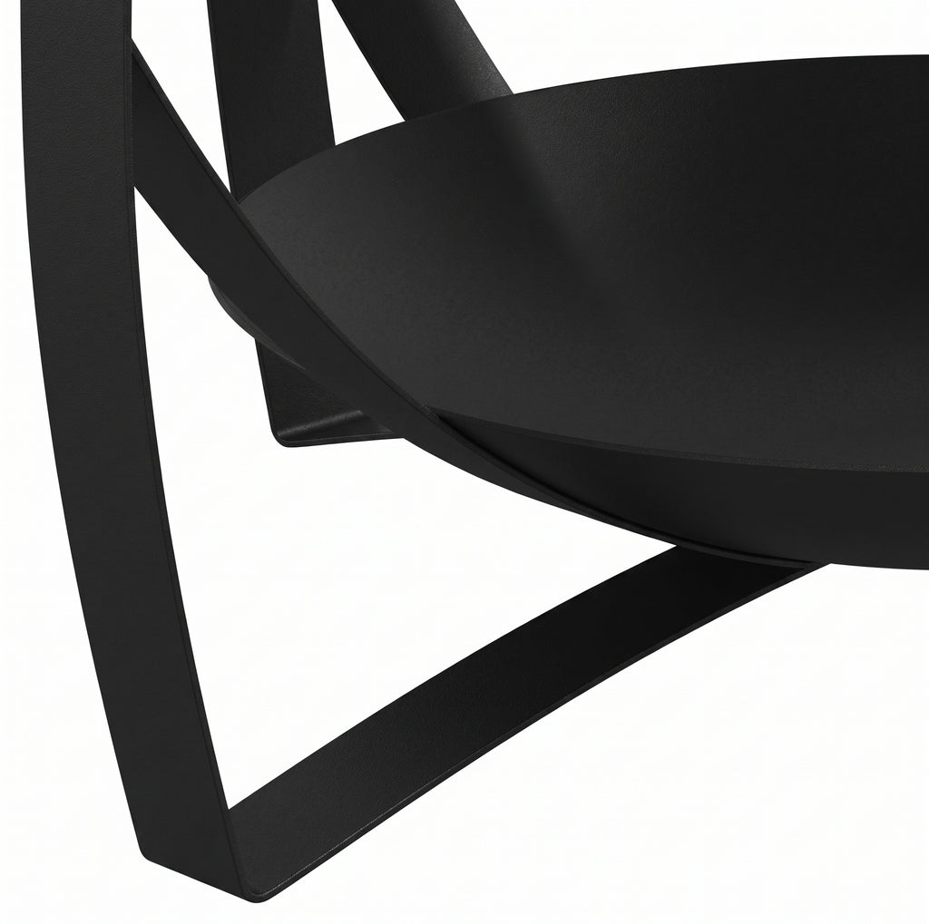 Table basse ronde Lombok – Manguier brut et métal noir Ø 68 cm