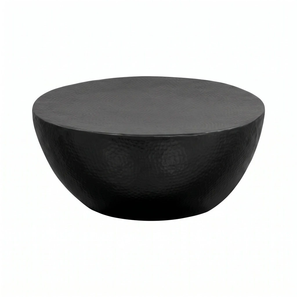 Table basse ronde Berlin – Aluminium martelé noir Ø 70 cm