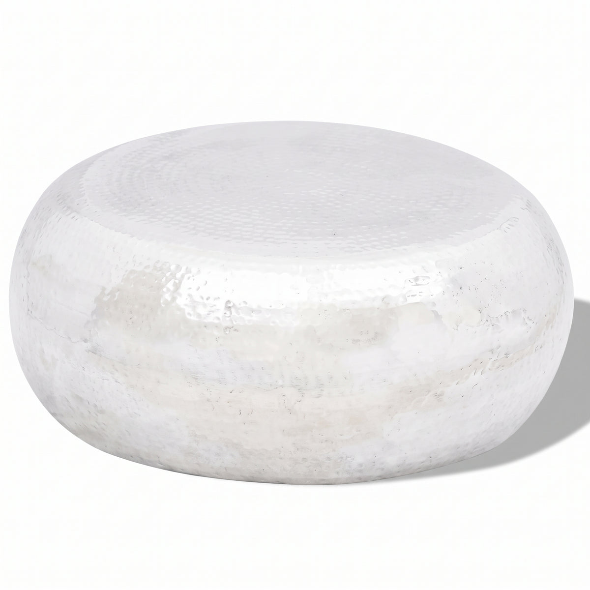 Table basse ronde Stockholm – Aluminium martelé argenté Ø 75 cm