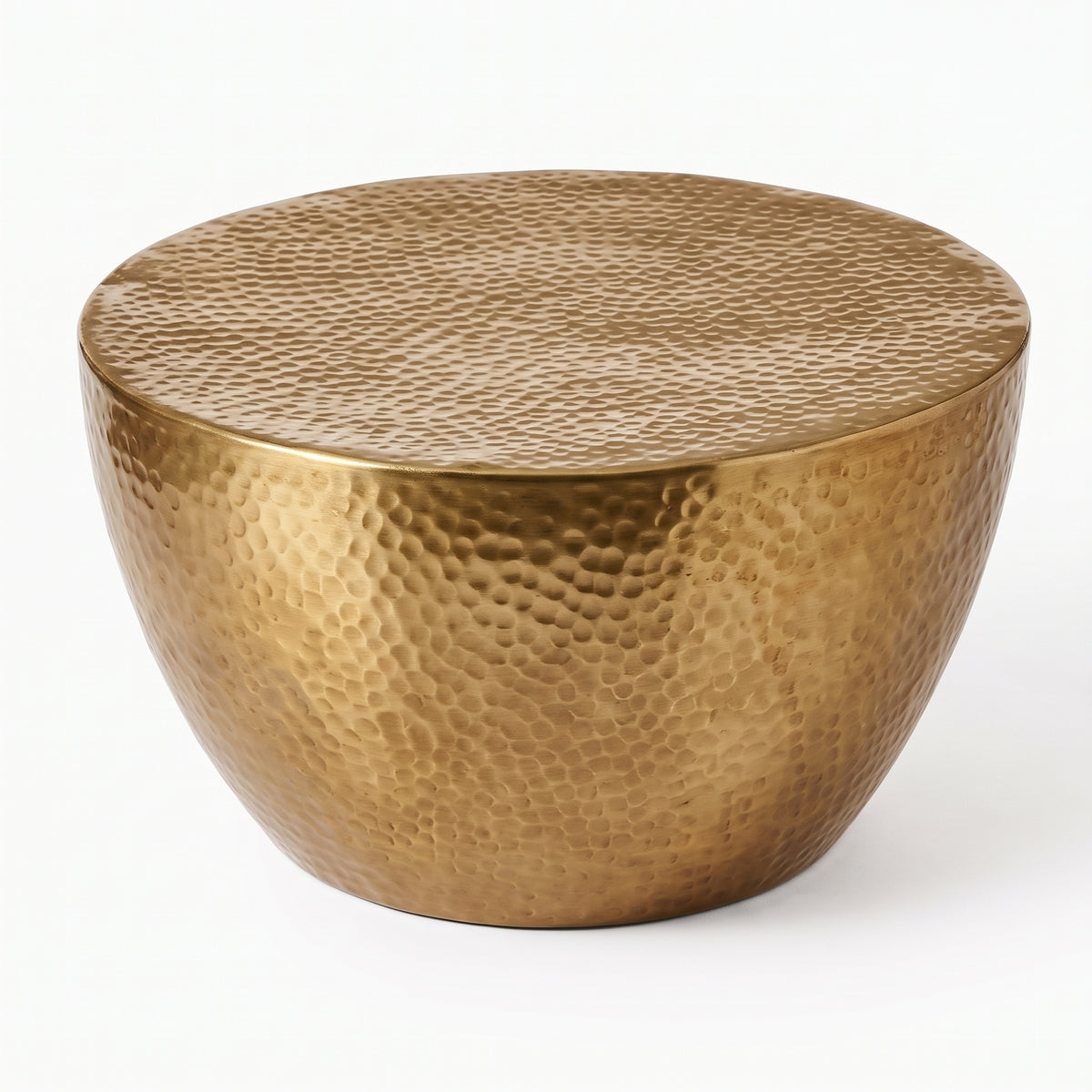 Table basse ronde Marrakech Mini – Aluminium martelé laiton Ø 50 cm