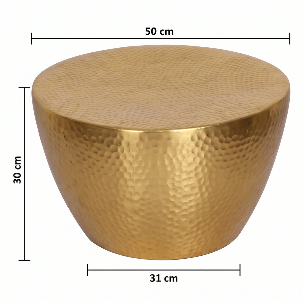 Table basse ronde Marrakech Mini – Aluminium martelé laiton Ø 50 cm