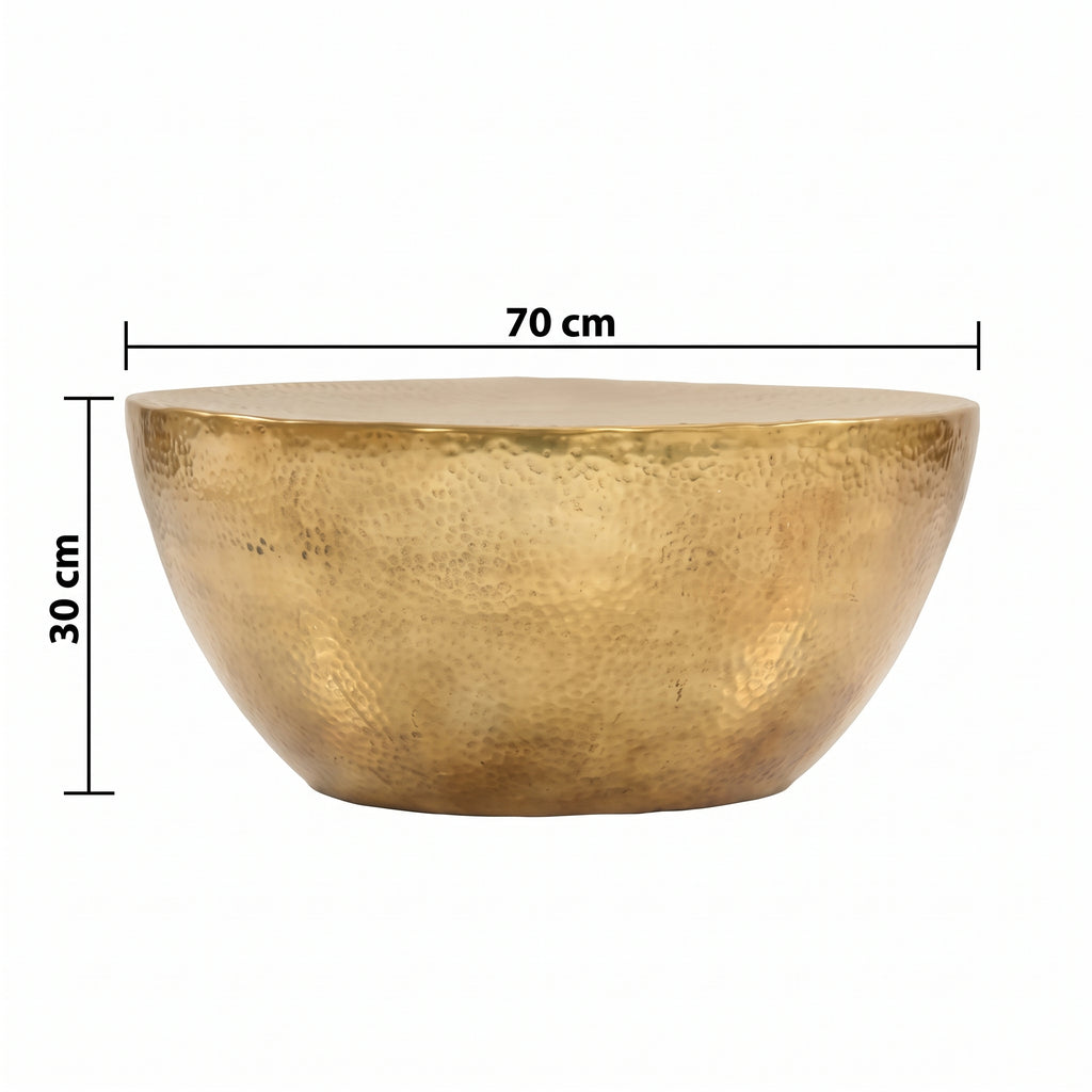 Table basse ronde Marrakech – Aluminium martelé laiton Ø 70 cm