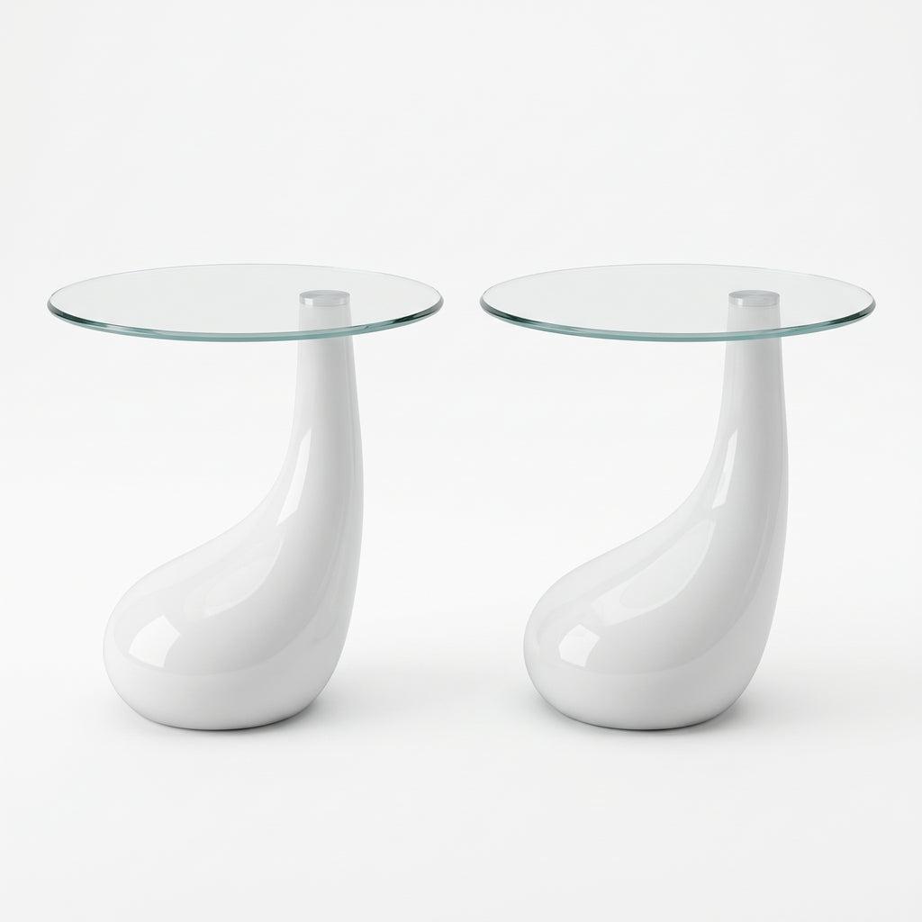 Table basse ronde Capri – Verre trempé et base brillante Ø 42 cm