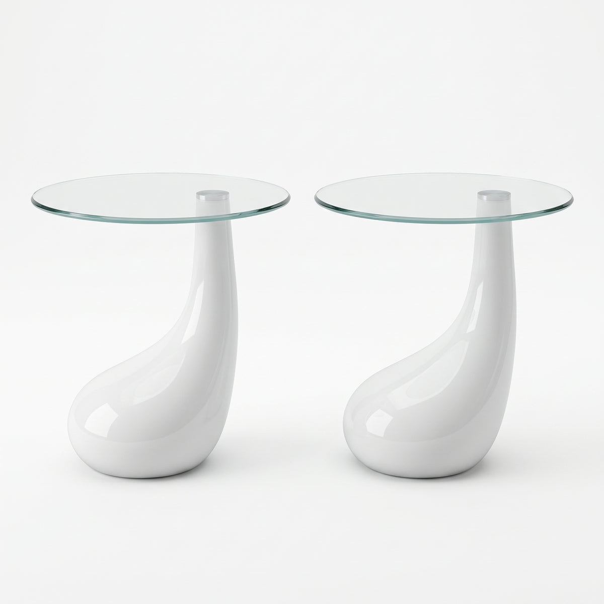Table basse ronde Capri – Verre trempé et base brillante Ø 42 cm