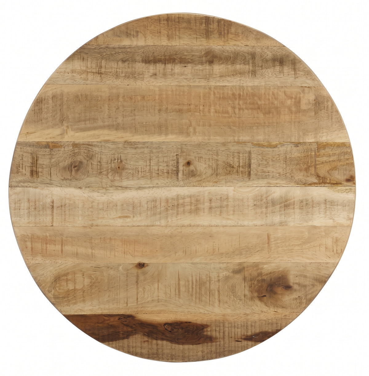 Table basse ronde Bali – Bois de manguier brut et métal