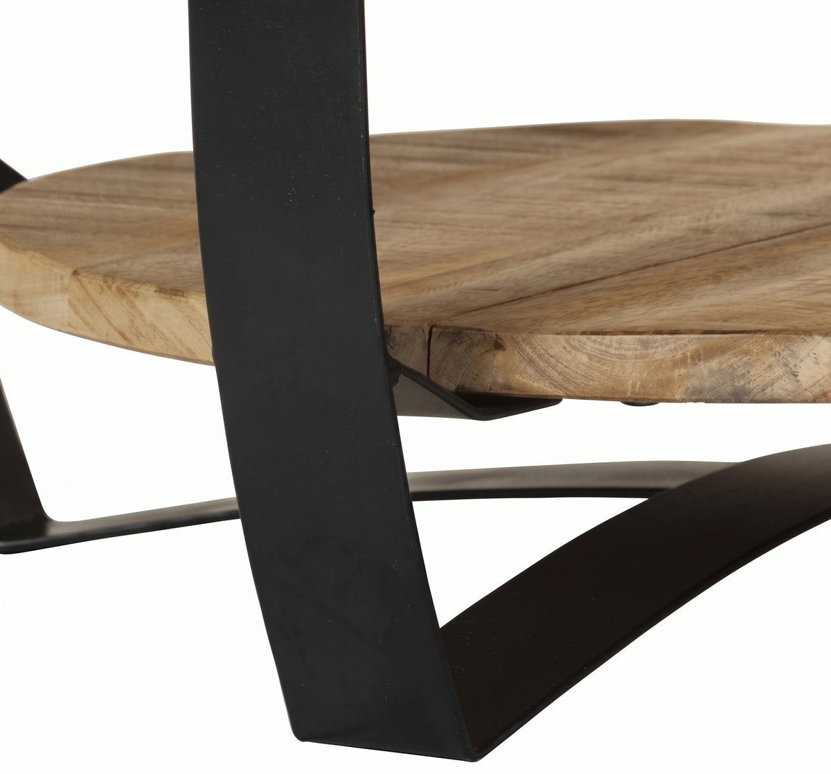 Table basse ronde Bali – Bois de manguier brut et métal