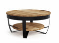 Table basse ronde Bali – Bois de manguier brut et métal