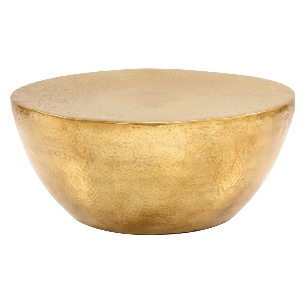 Table basse ronde Marrakech – Aluminium martelé laiton Ø 70 cm