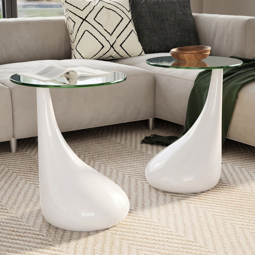 Table basse ronde Capri – Verre trempé et base brillante Ø 42 cm