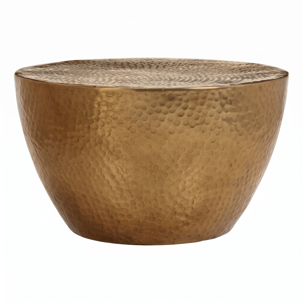 Table basse ronde Marrakech Mini – Aluminium martelé laiton Ø 50 cm