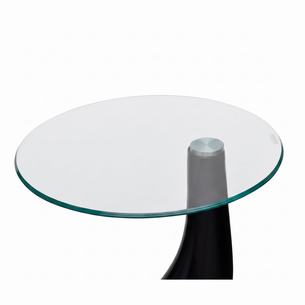 Table basse ronde Capri – Verre trempé et base brillante Ø 42 cm