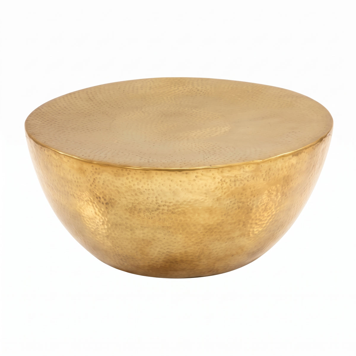 Table basse ronde Marrakech – Aluminium martelé laiton Ø 70 cm