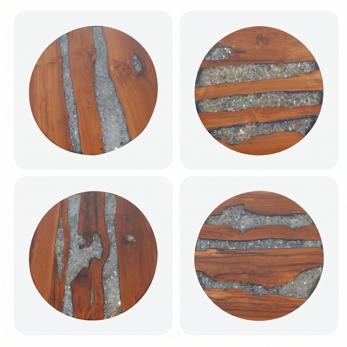 Table basse ronde Bornéo – Teck massif et résine Ø 60 cm