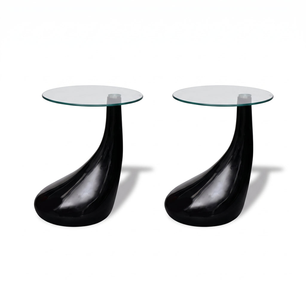 Table basse ronde Capri – Verre trempé et base brillante Ø 42 cm