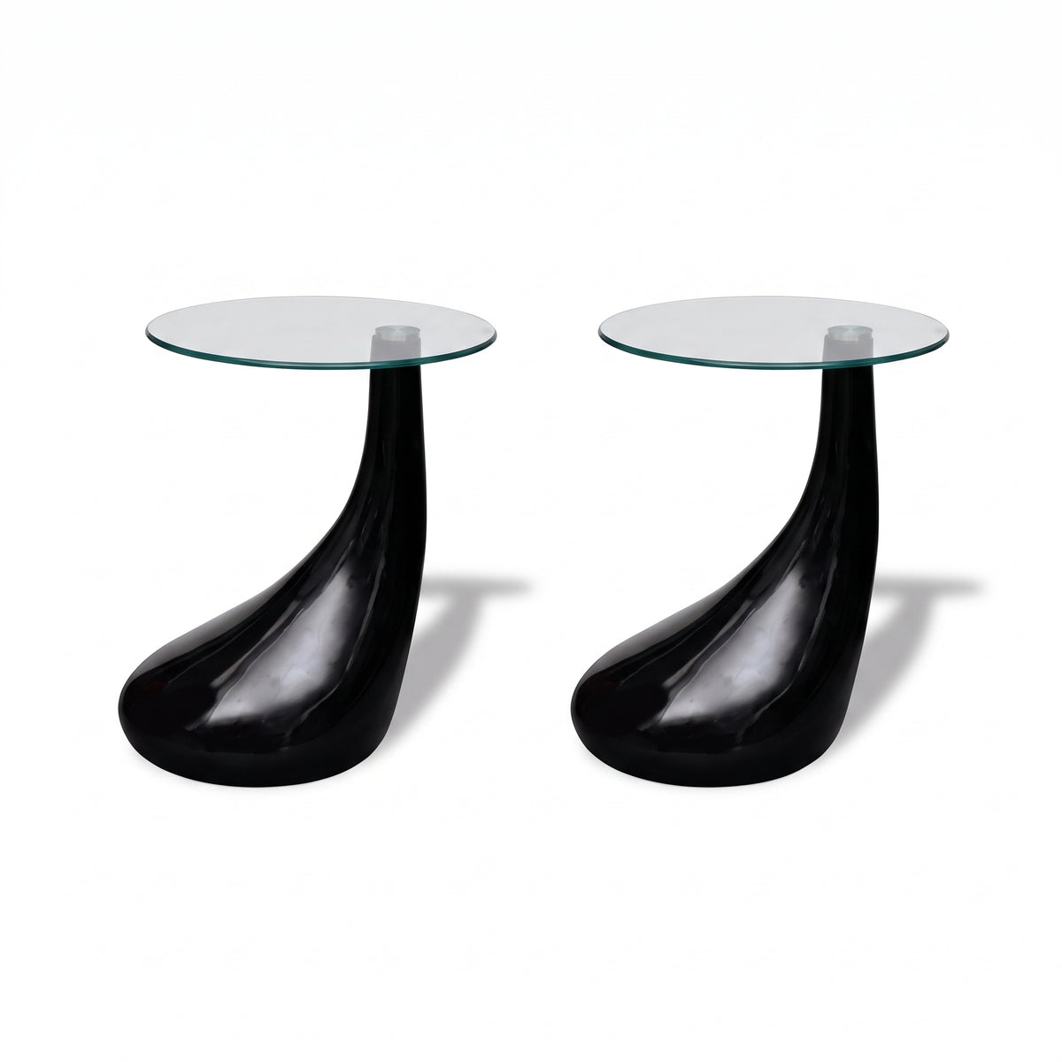 Table basse ronde Capri – Verre trempé et base brillante Ø 42 cm