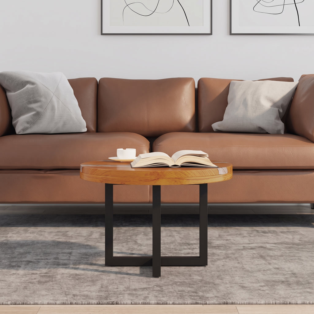 Table basse ronde Bornéo – Teck massif et résine Ø 60 cm