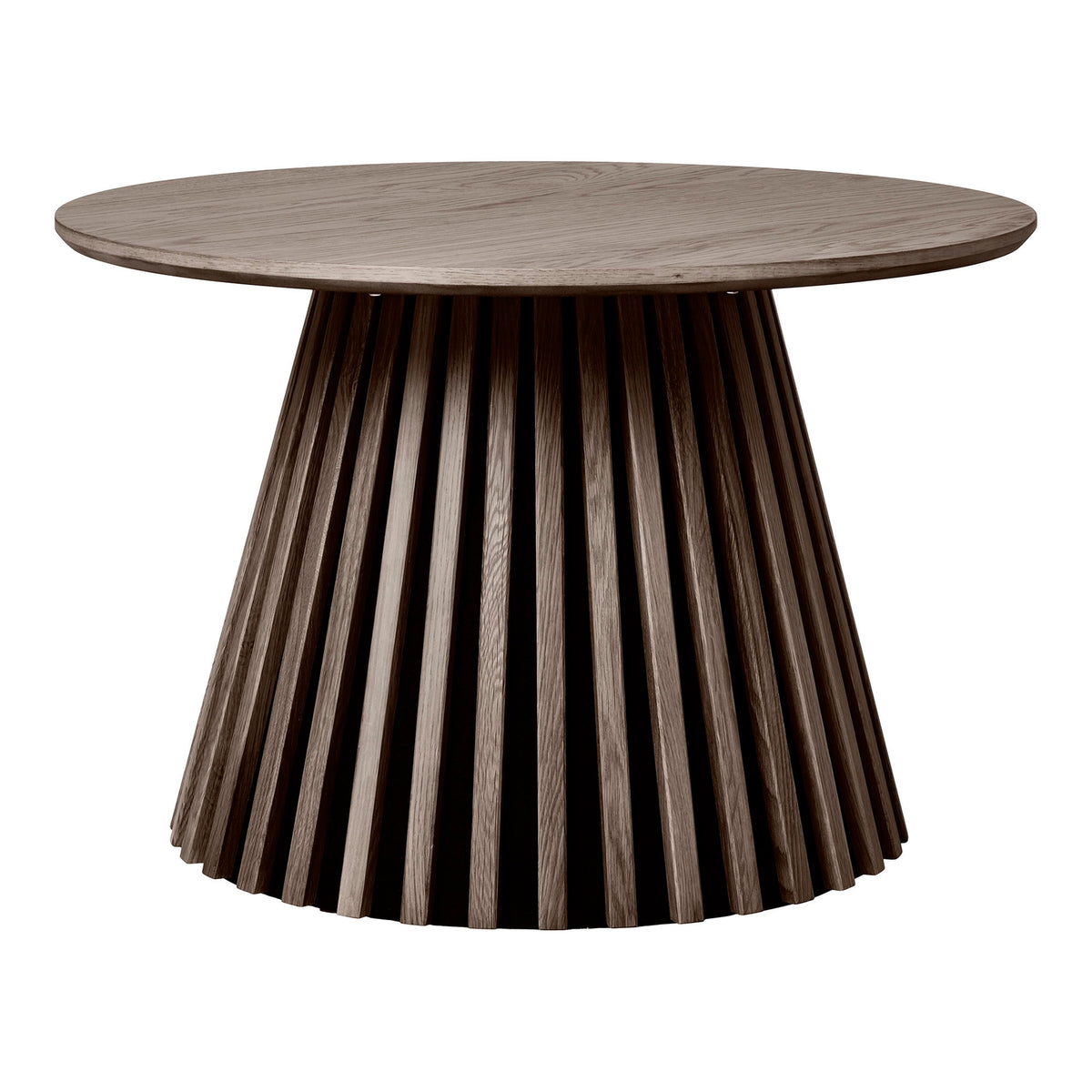 Table Basse Ronde Placage Chêne Fumé Cannelé Ø70 cm - Osaka